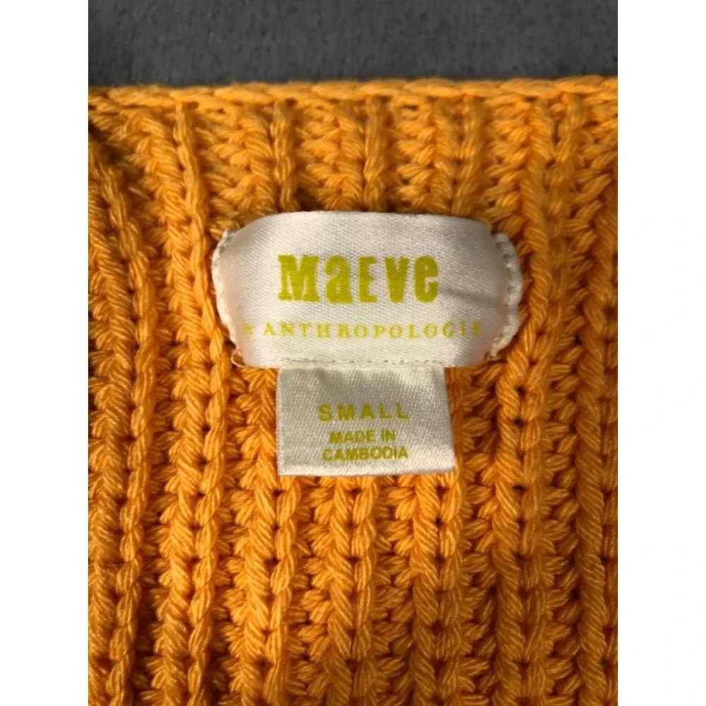 Anthropologie Maeve Cropped Chunky Knit Sweater Ribbed Knit Orange Size small - Picture 2 of 4